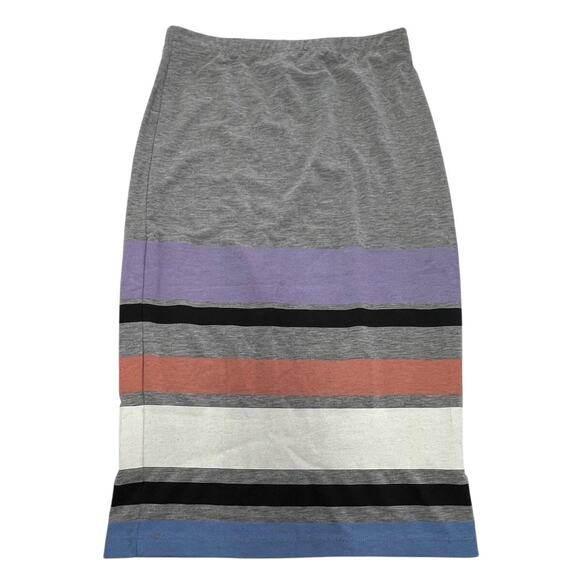 ASOS Skirt Womens US 8 UK 12 Gray Multicolor Striped Stretch Pull On Casual Midi - Picture 3 of 9